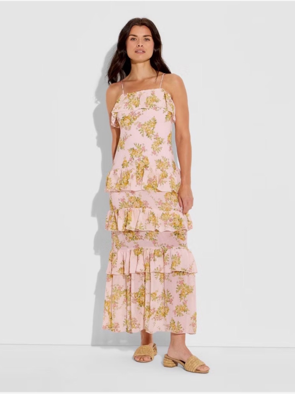 wild fable flounce tiered maxi a-line dress